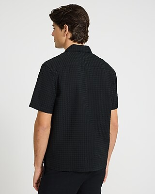 Textured Waffle Cotton Short Sleeve Shirt