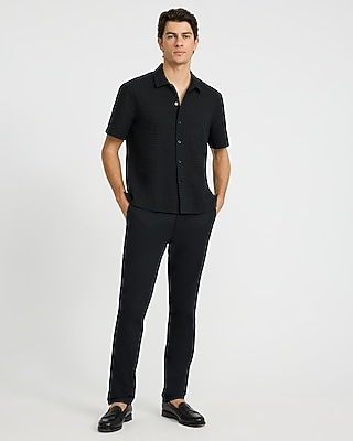 Textured Waffle Cotton Short Sleeve Shirt