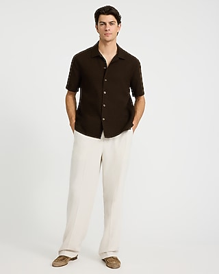 Textured Waffle Cotton Short Sleeve Shirt