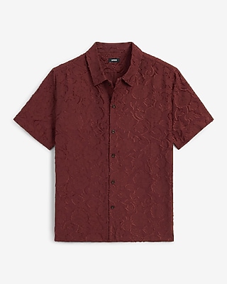 Embroidered Floral Cotton Short Sleeve Shirt