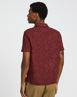 Embroidered Floral Cotton Short Sleeve Shirt