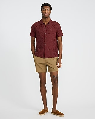 Embroidered Floral Cotton Short Sleeve Shirt