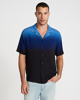 Solid Rayon Short Sleeve Shirt | Express