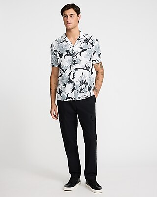 Floral Linen-Blend Short Sleeve Shirt
