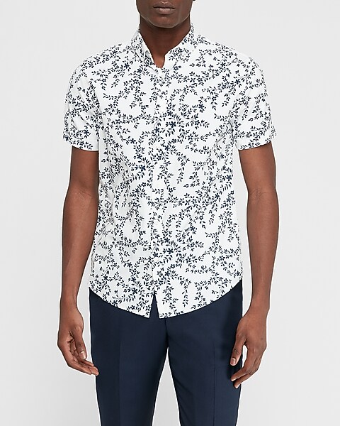 Slim Vine Print Wrinkle Resistant Performance Dress Shirt Express