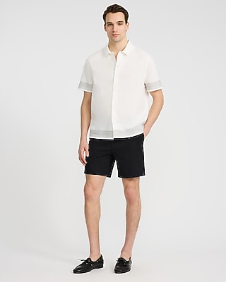 Embroidered Striped Linen-blend Short Sleeve Shirt - image 4