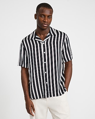 トップス the mad shop resort shirts Striped Short Sleeve Resort Shirt | Express