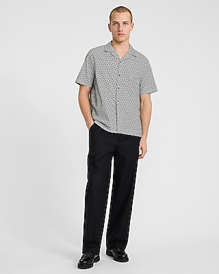 Curved Striped Linen-blend Short Sleeve Shirt