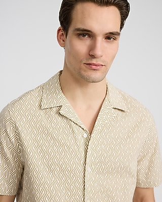 men's champagne dress shirt short sleeve Hisdern Champagne Cloud Stretch Dress Shirt for Corporate Workwear L