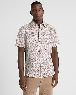 Slim Floral Short Sleeve 1MX Dress Shirt