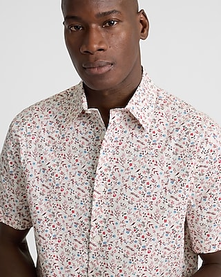 Slim Floral Short Sleeve 1MX Dress Shirt