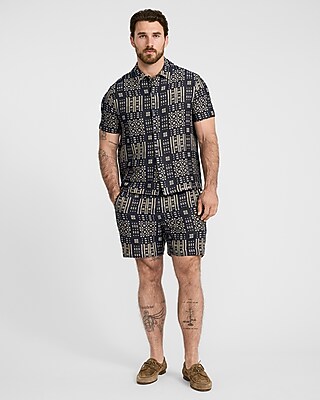Textured Jacquard Cotton-Blend Short Sleeve Shirt