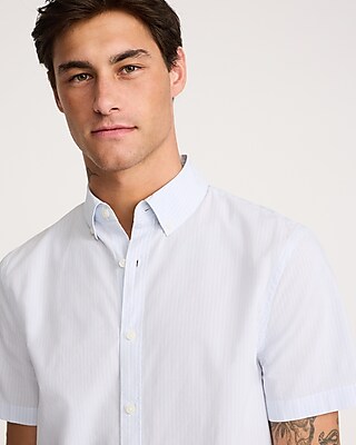 Striped Short Sleeve Cotton Soft Wash Shirt