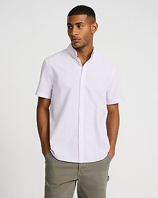Striped Short Sleeve Cotton Soft Wash Shirt
