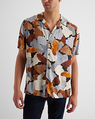 Abstract Pebble Rayon Short Sleeve Shirt