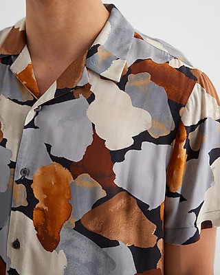 Abstract Pebble Rayon Short Sleeve Shirt