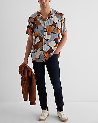 Abstract Pebble Rayon Short Sleeve Shirt