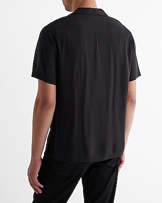 Geo Paneled Rayon Short Sleeve Shirt