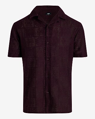 Lace Patterned Open Stitch Short Sleeve Shirt