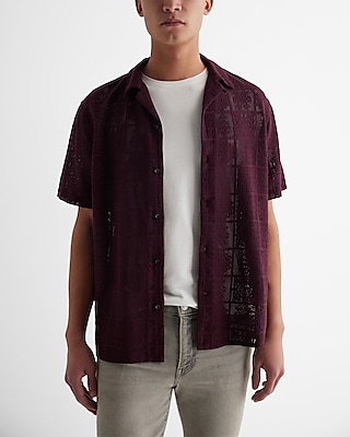 Lace Patterned Open Stitch Short Sleeve Shirt