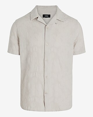 Textured Floral Short Sleeve Shirt | Express