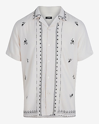 Embroidered Rayon Short Sleeve Shirt