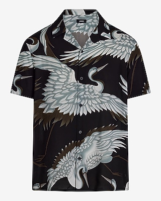 SS RAYON NESSAN BIRD PRINT:JET BLACK:S