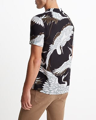 SS RAYON NESSAN BIRD PRINT:JET BLACK:S