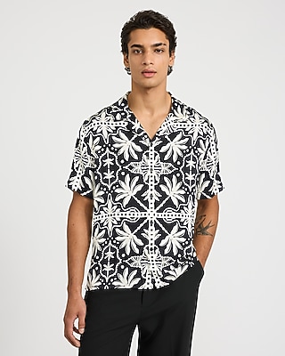 Abstract Palm Short Sleeve Resort Shirt