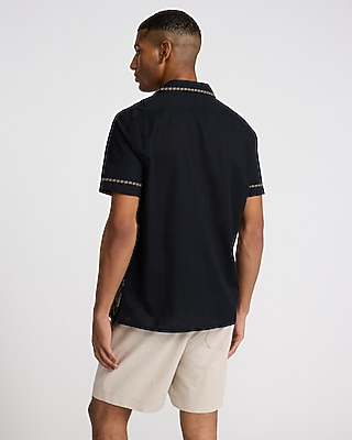 Embroidered Tile Cotton Short Sleeve Shirt