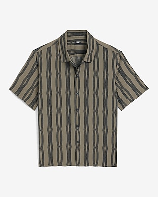 Seersucker Striped Short Sleeve Shirt