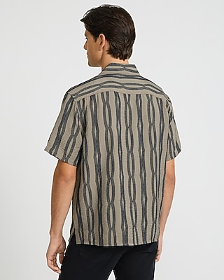 Seersucker Striped Short Sleeve Shirt