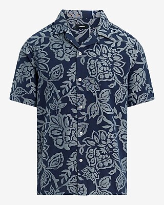 Textured Floral Short Sleeve Shirt