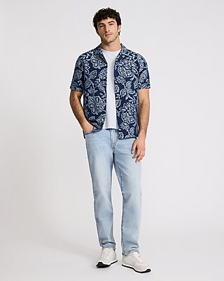 Textured Floral Short Sleeve Shirt