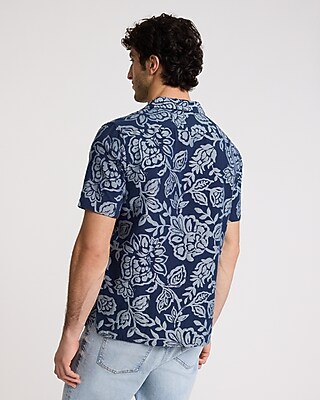 Textured Floral Short Sleeve Shirt
