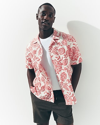 Textured Floral Short Sleeve Shirt