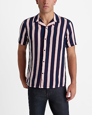 striped rayon short sleeve shirt