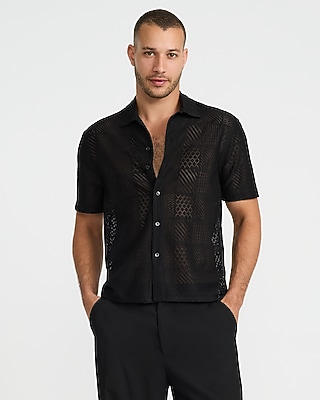 Textured Tile Lace Short Sleeve Shirt