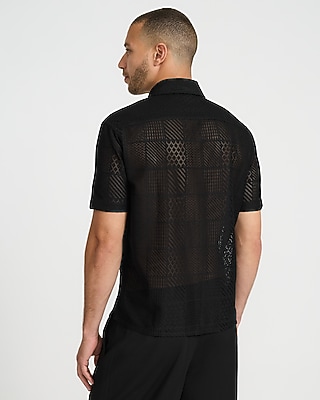 Textured Tile Lace Short Sleeve Shirt