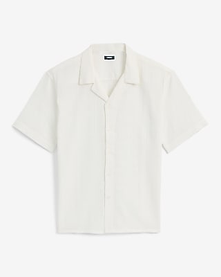 Textured Solid Cotton Short Sleeve Shirt