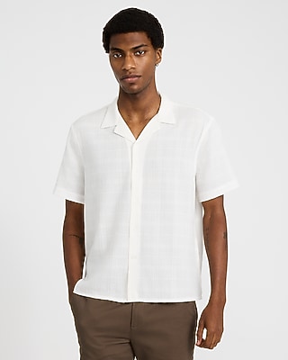 Textured Solid Cotton Short Sleeve Shirt