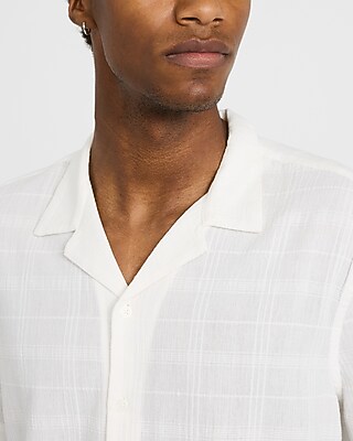 Textured Solid Cotton Short Sleeve Shirt