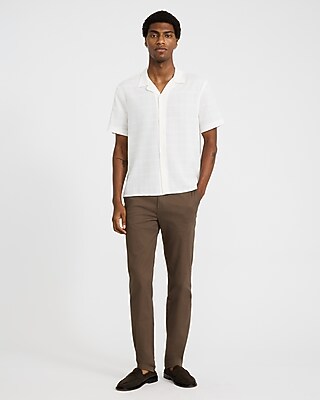 Textured Solid Cotton Short Sleeve Shirt