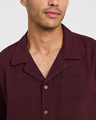 Textured Solid Cotton Short Sleeve Shirt - thumbnail 7