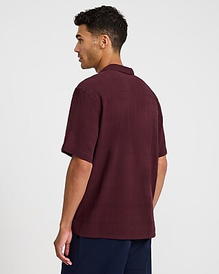 Textured Solid Cotton Short Sleeve Shirt - thumbnail 8