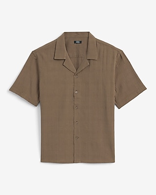 Textured Solid Cotton Short Sleeve Shirt