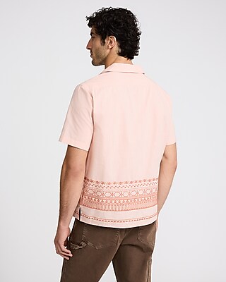Embroidered Geo Border Short Sleeve Shirt