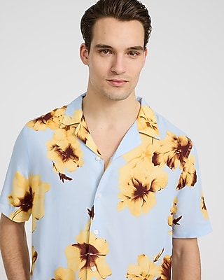 Large Floral Camp Collar Short Sleeve Shirt - image 2