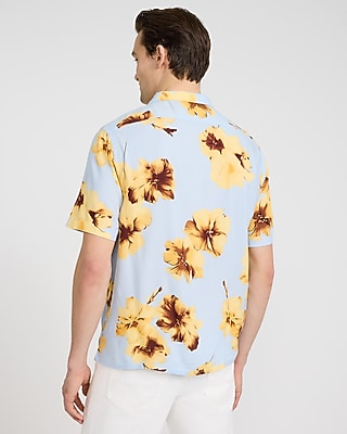 Large Floral Camp Collar Short Sleeve Shirt - image 3