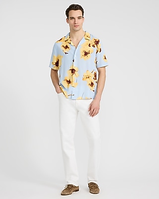 Large Floral Camp Collar Short Sleeve Shirt - image 4